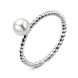 Pearl Twisted Silver Rings NSR-513